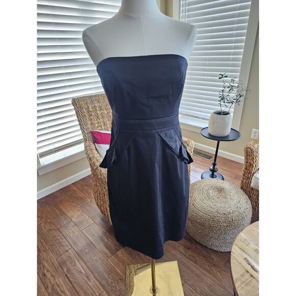 J. Crew Black Ruffle Dress Strapless Cocktail Party Women's Size 4 - Picture 2 of 10